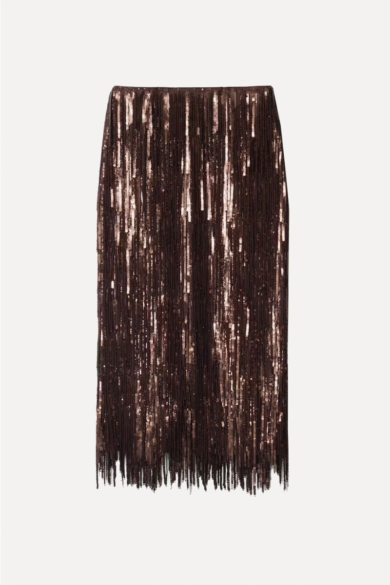  Fringed Sequin Midi Skirt from & Other Stories