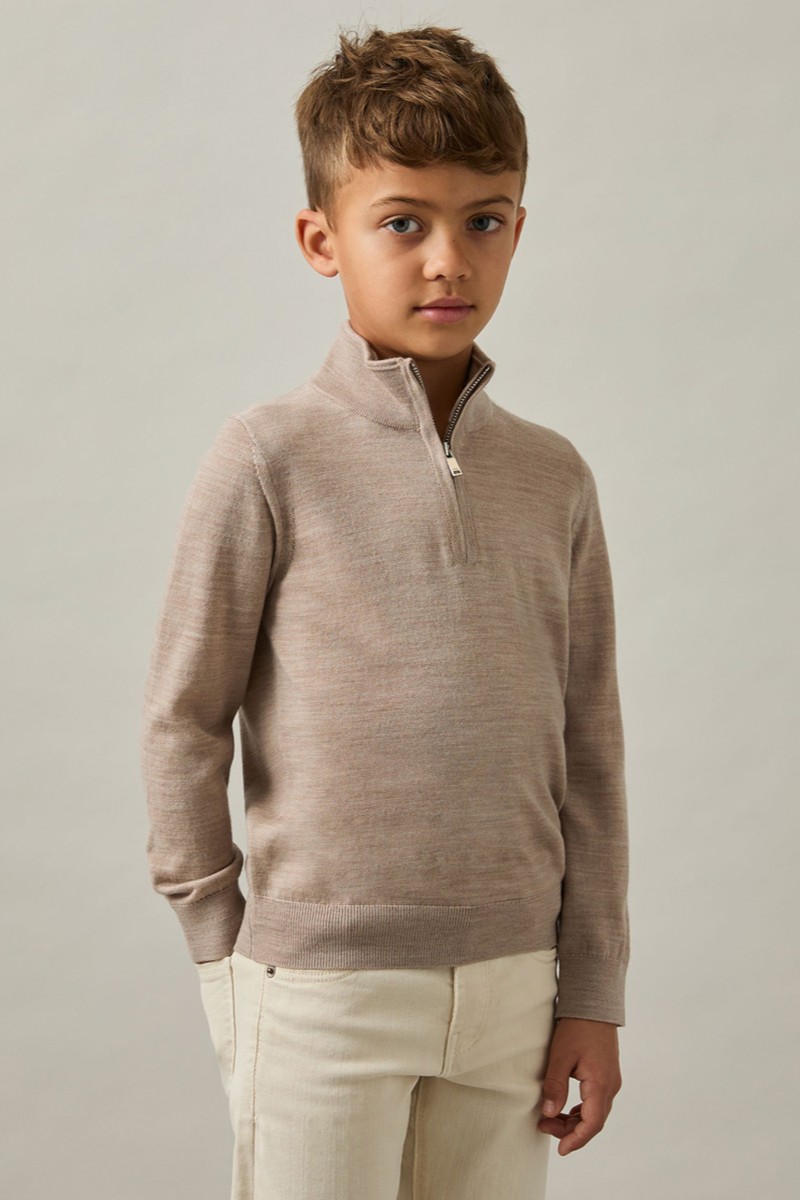 Melange Blackhall Merino Wool Half-Zip Funnel Neck Jumper from Reiss