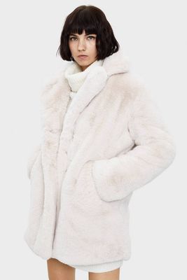 Faux Fur Plush Coat from Bershka