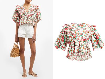 Elodie Floral-Print Cotton-Voile Blouse