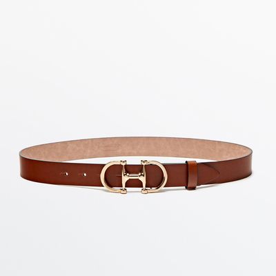 Leather Belt With Double Buckle from Massimo Dutti