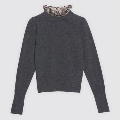 Wool Sweater With Fabric Collar from Sandro