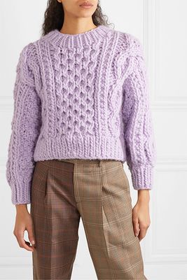 Cropped Aran Cable-knit Wool Sweater from I Love Mr Mittens