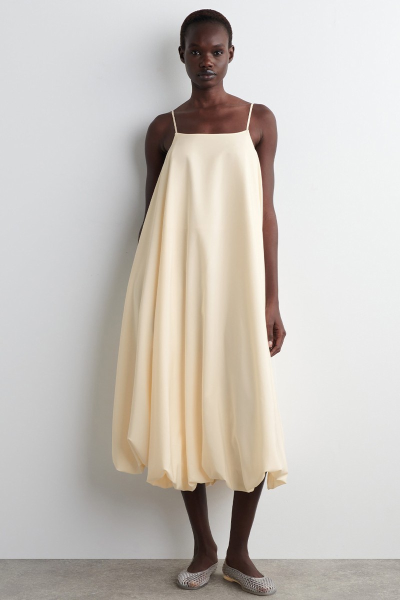 Bubble-Hem Midi Dress