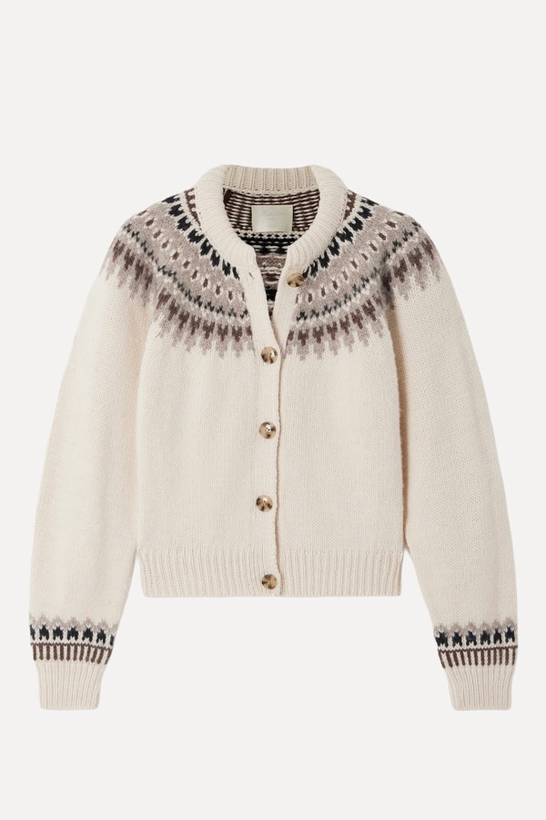 Clarke Fair Isle Wool-Blend Cardigan from DÔEN