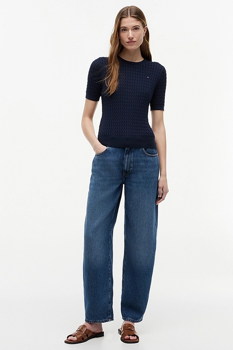 Mid Rise Barrel Leg Jeans
