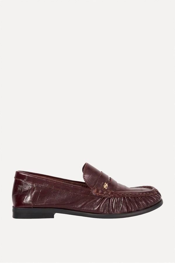 Grisella Leather Slip On Ruched Toe Loafers  from Dune London