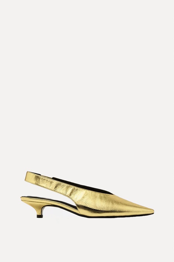 Gold High-Heel Slingback Shoes from Massimo Dutti