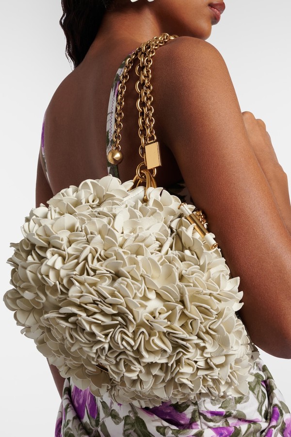 Plissé Floral Leather Shoulder Bag from Chloé