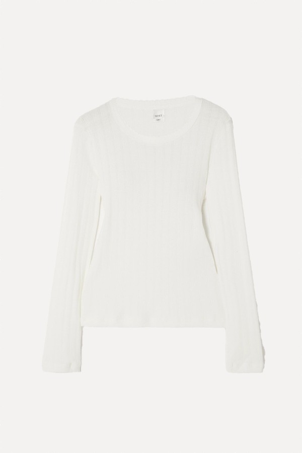 Pointelle-Knit Cotton-Jersey Top from leset