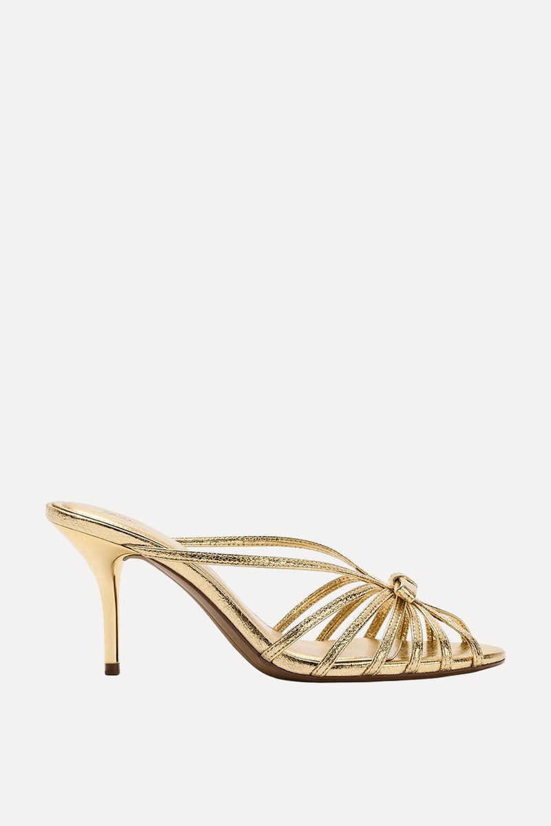 Metallic High-Heel Sandals With Bow