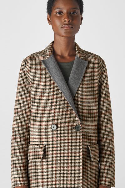 Check Double Faced Wool Coat