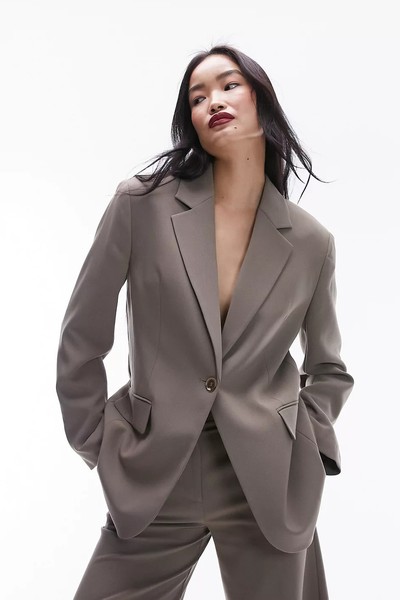 Open Back Blazer In Taupe from Topshop