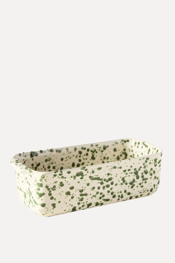 Splatter Portuguese Stoneware Loaf Pan from  Anthropologie