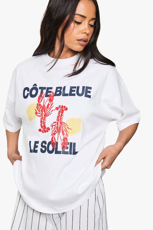Lobster Graphic Oversized T-Shirt from Boohoo