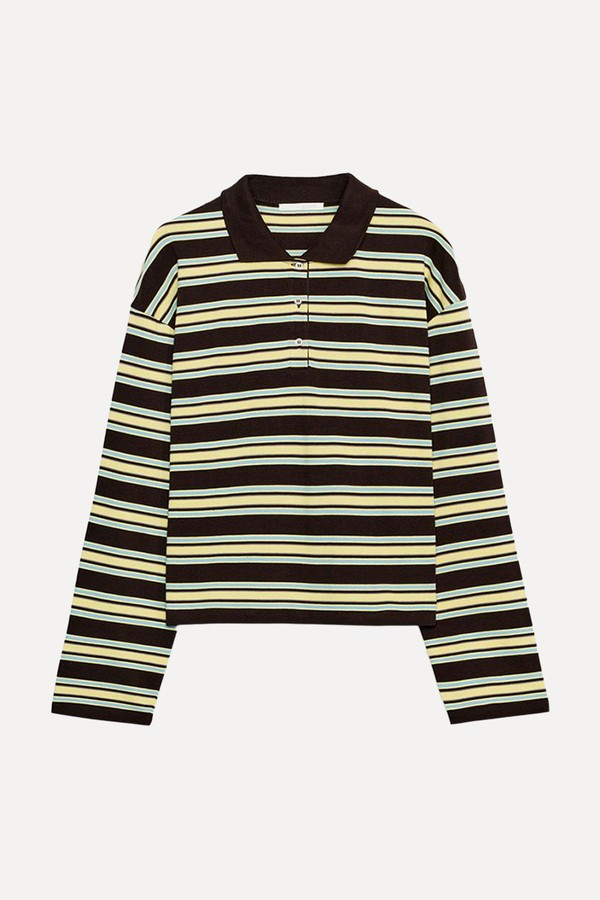 Striped Long Sleeve Polo Shirt