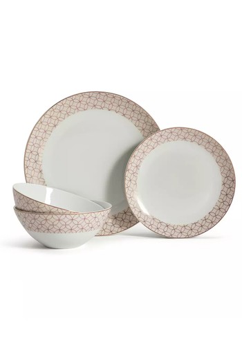 Metallic Decal 12 Piece Porcelain Dinner Set