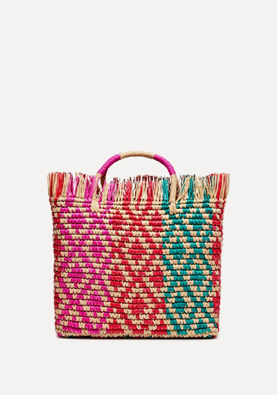 Canasta Fringed Woven Straw Tote
