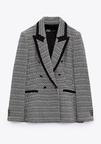 Textured Blazer With Contrast Piping from Zara