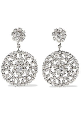 Rhodium-Plated Crystal Clip Earrings from Kenneth Jay Lane