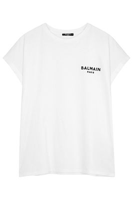 White Logo Cotton T-Shirt from Balmain