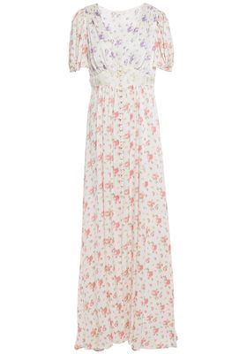 Stacy Gathered Floral-Print Silk-Charmeuse Maxi Dress