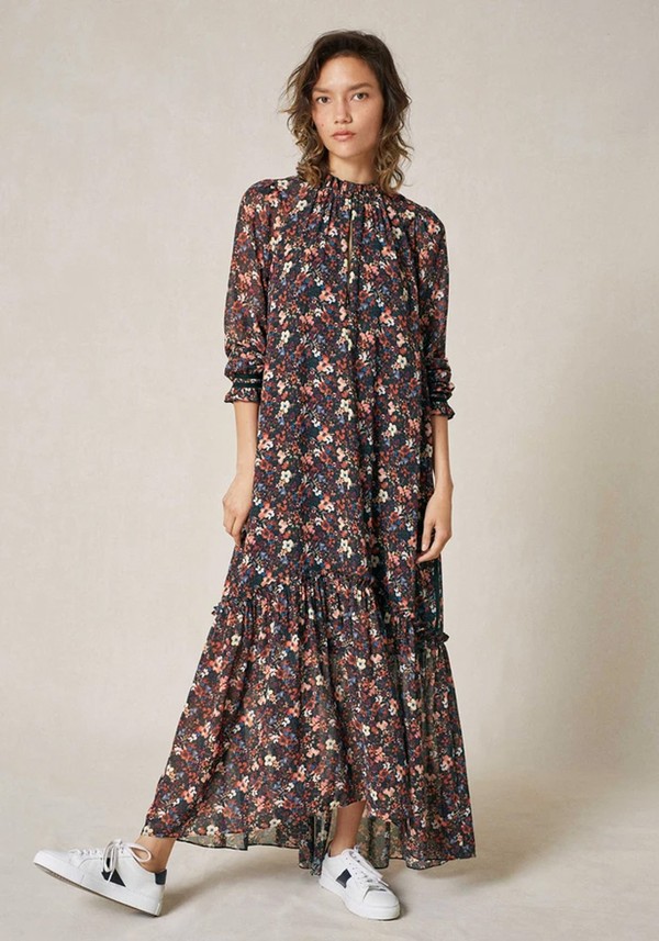 Autumn Floral Maxi Dress + Tie from Me & Em