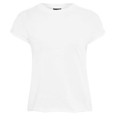 White Roll Back Sleeve T-Shirt