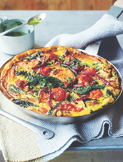 Supercharged Sweet Potato, Cavolo Nero & Plum Tomato Frittata