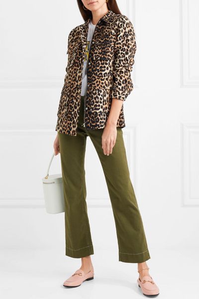 Camberwell Leopard-Print Linen-Blend Canvas Jacket from Ganni