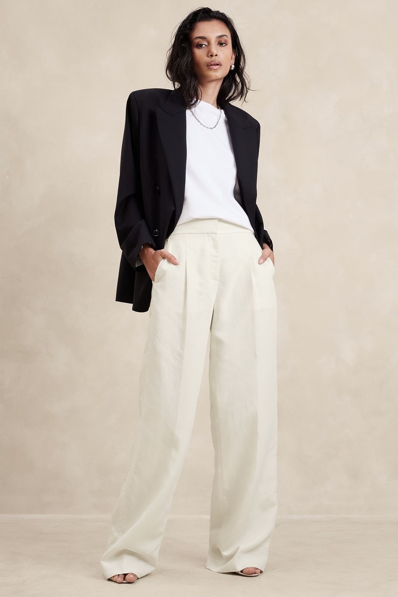 Tencel Linen Wide Leg Trousers from Banana Republic