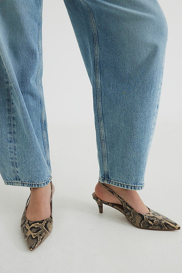 Snake Print Sling Back Court Heels from River Island