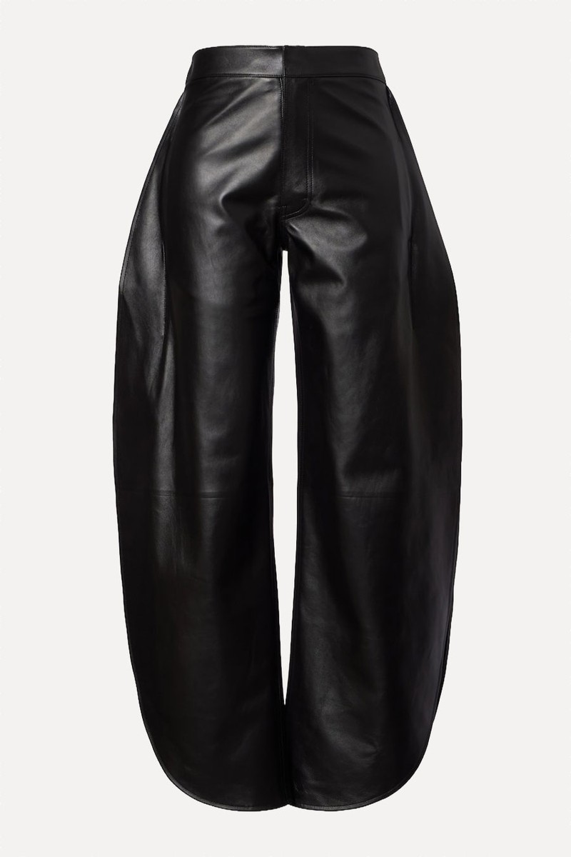 High-Rise Leather Barrel-Leg Pants from Alaïa