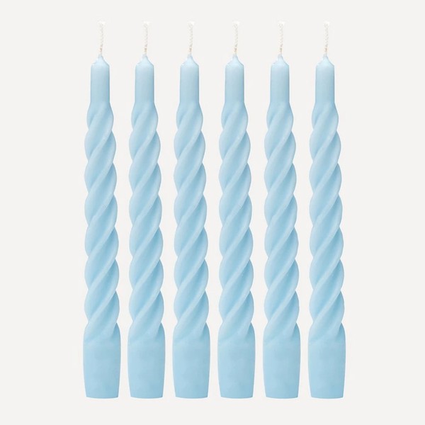 Matte Light Blue Twisted Candles from Anna + Nina