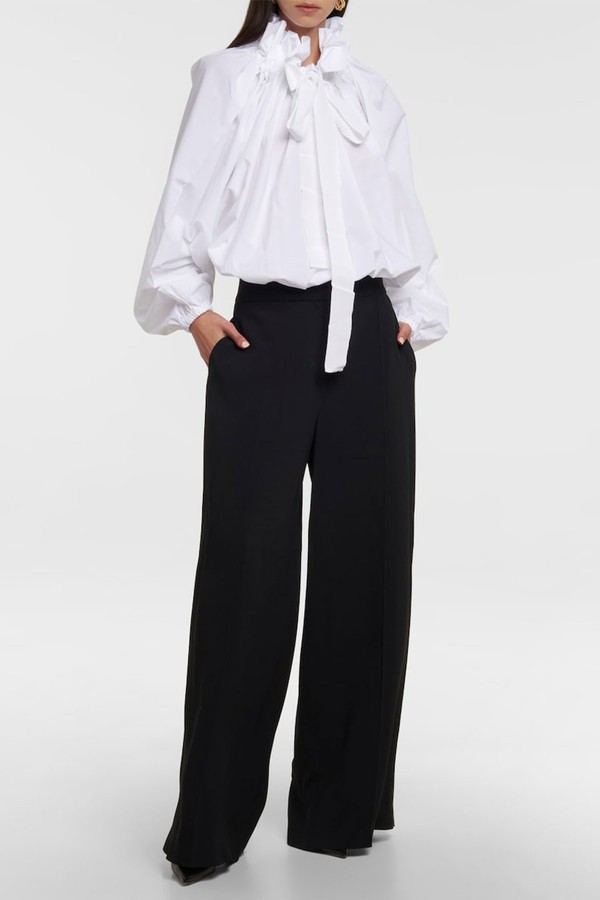 Ruffled Tie-Neck Cotton Blouse from Patou