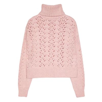Cropped High Neck Open Knit Sweater from Stradivarius