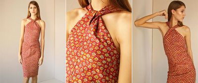 Pattern Halter Dress Drape Detail, £172