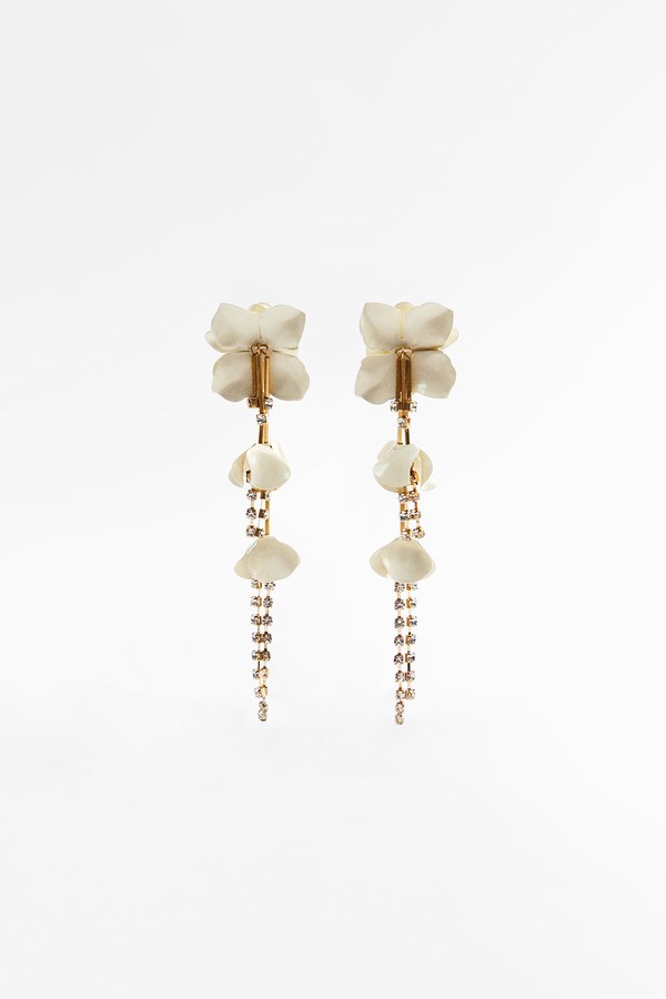 Rhinestone Flower Earrings from Zara