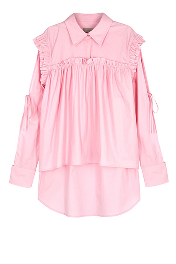 Pink Ruffle-Trimmed Cotton Top from Preen Line
