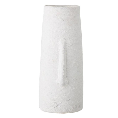 Tall White Terracotta Face Vase from Beaumonde