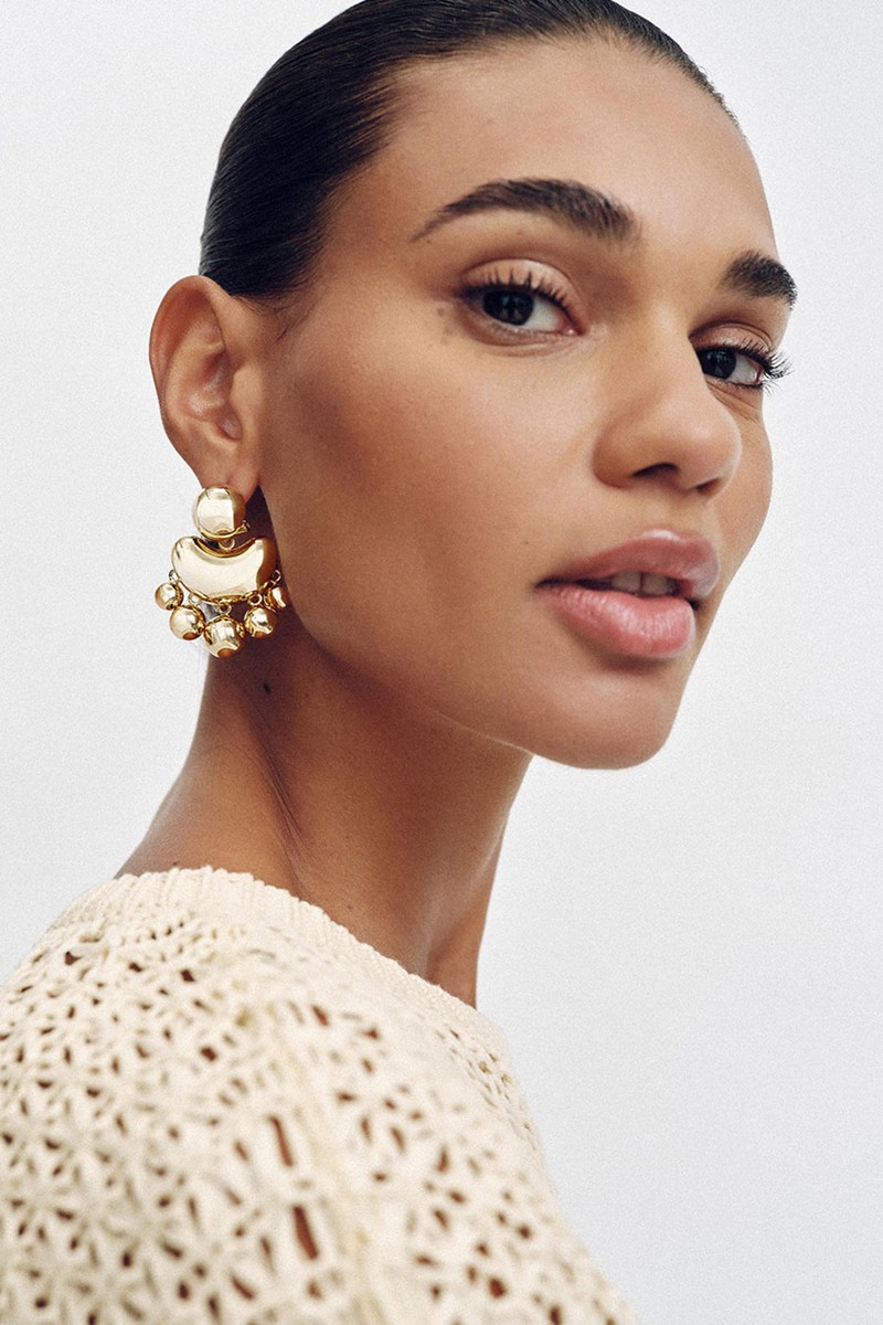 Metal Earrings With Embossed Pieces from Zara