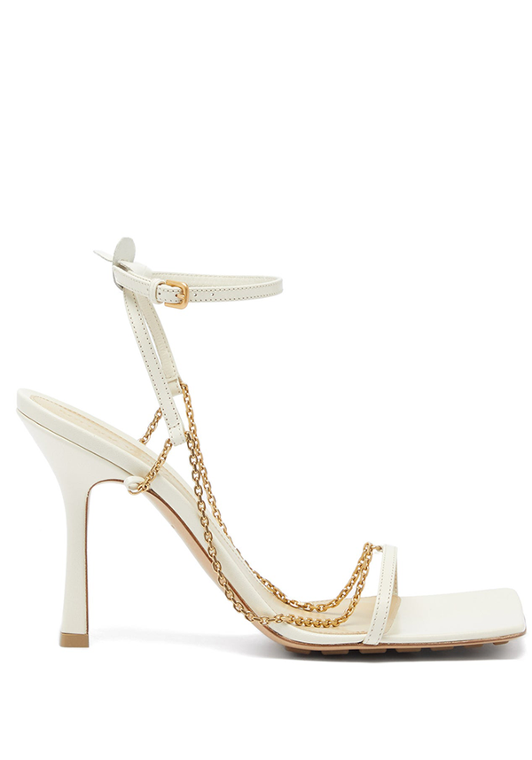 Stretch Chain-Embellished Leather Sandals from Bottega Venetta