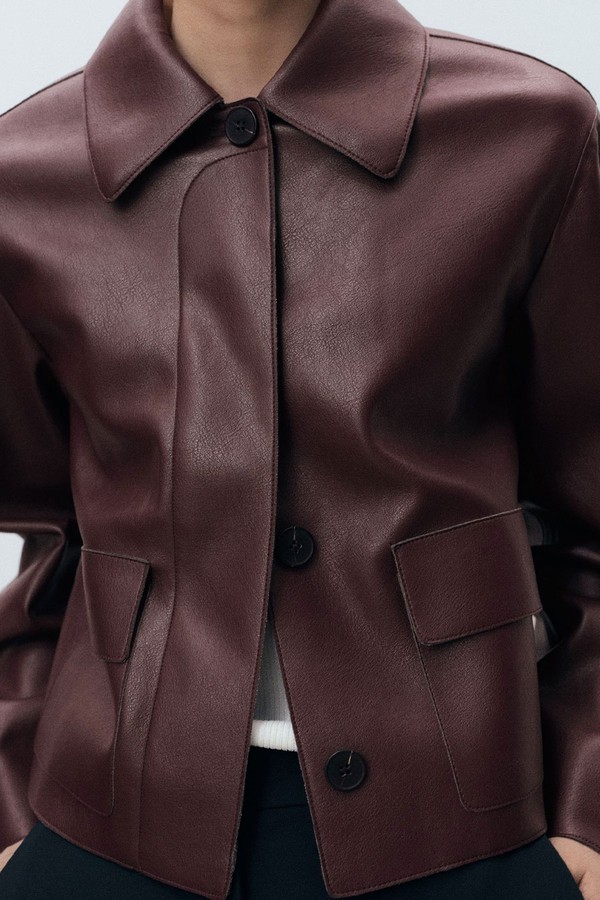 Faux-Leather Jacket With Pockets from Mango