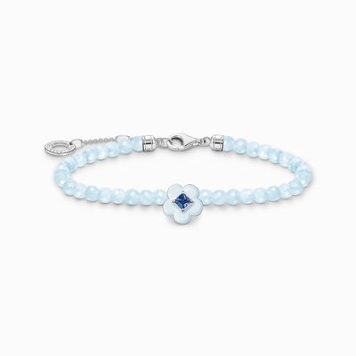 Bracelet Flower with Blue Jade Beads
