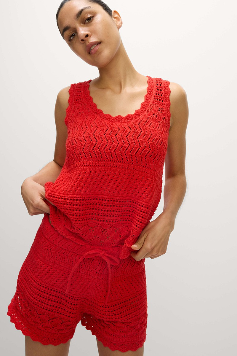 Cotton Blend Pointelle Scallop Edge Knitted Vest from Marks & Spencer