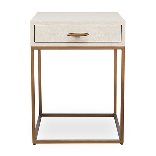 Square Ivory Shagreen Bedside Table from Hicks & Hicks