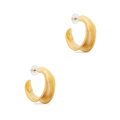 Gold-Stone Sculpted Hoop Earrings from Kenneth Jay Lane