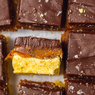 Salted Almond Butter & Chocolate Millionaire Shortbread