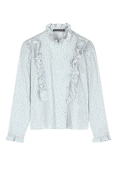 Printed Ruffle-Trimmed Cotton Blouse from Alexa Chung