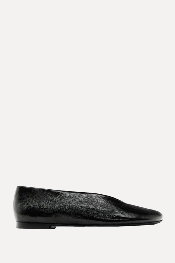 Shiny Soft Leather Ballet Flats